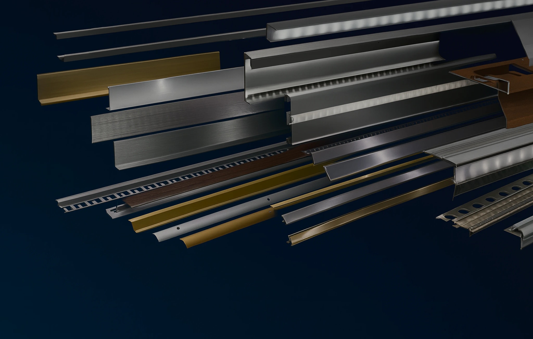 Profilpas tile trim profiles in aluminium and steel finishes